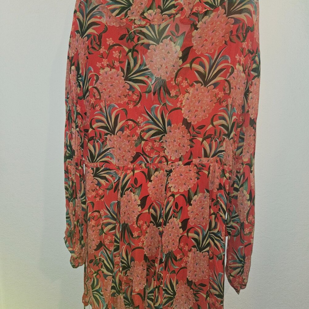 FARM RIO Red pineapple bloom v neck mini dress *flawed* - Picture 8 of 12